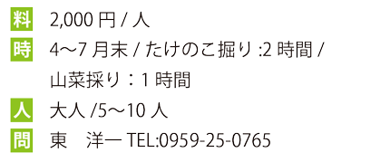 外海たけのこ掘り・山菜採り